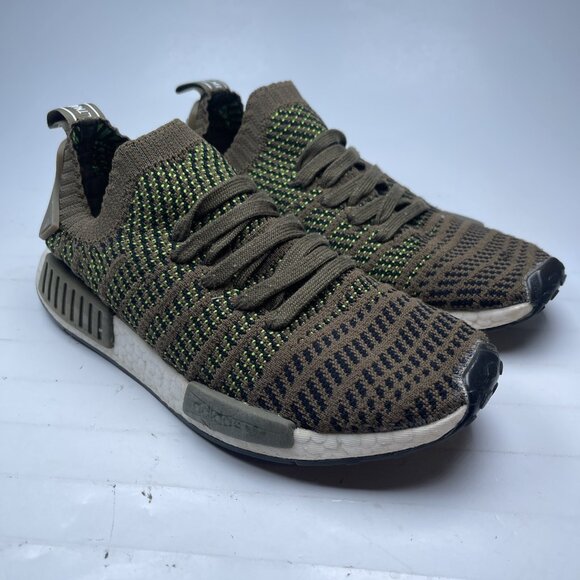 Adidas NMD R1 STLT Men 7US Sneakers Primeknit Trace Olive Green 2017 CQ2389 READ - Picture 1 of 16